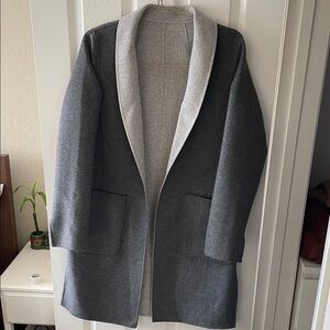 Gray and Light Gray Open Front Coat